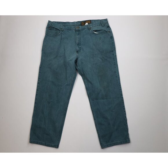 Vintage 90s Eddie Bauer Mens 42x30 Distressed Relaxed Fit Wide Leg Denim Jeans - Picture 1 of 15